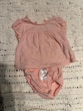 Carter's Light Pink Top and Bloomers with Tiny Pink Dots